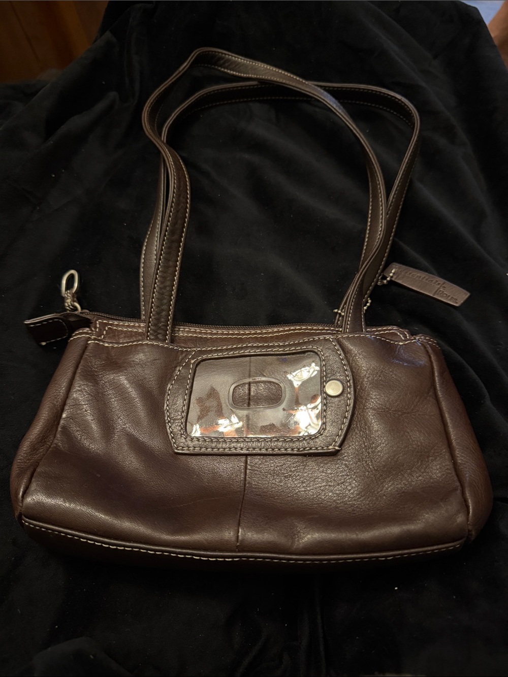Rolfs Dark Brown Leather Shoulder Bag with ID Window